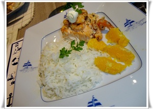 recette - Dos de saumon et crevettes à l'orange et au thym