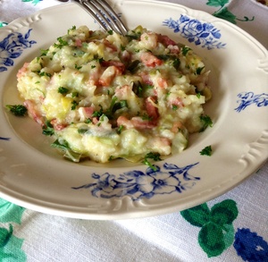 recette - Écrasé de pommes de terre, poireaux et lardons