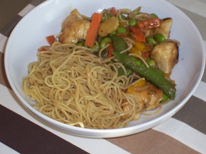 recette - Escalopes de poulet au wok