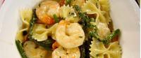 recette - Farfalles d'asperges et crevettes à l'italienne