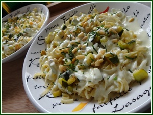 recette - Fettuccini aux courgettes et chèvre frais