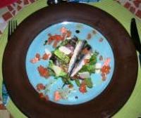 recette - Filets d'anchois marinés sur lit de mesclun