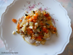 recette - Filets de lieu aux petits légumes et au Noilly Prat
