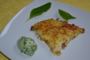 Galettes de pommes de terre savoyarde et leur mousse d'ail des ours 