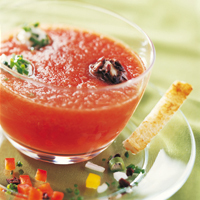 Gaspacho aux billes de chèvre