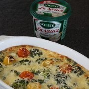 recette - Gratin de brocolis, sauce au roquefort