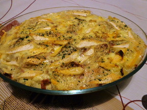 recette - Gratin de chou aux lardons et reblochon