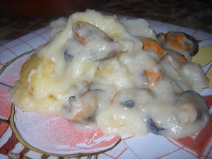 Gratin de moules et cabillaud