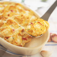 Gratin de pommes de terre au chèvre-boîte et au lait arômatisé