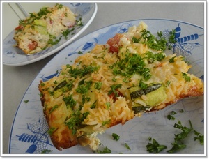 Gratin de riz aux courgettes et tomates