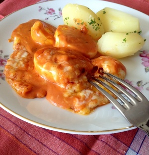 recette - Gratin d'oeufs durs à la sauce tomate