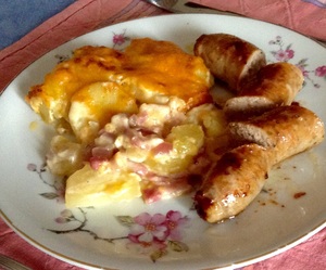 recette - Gratin de pommes de terre, lardons et cheddar