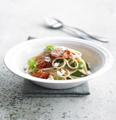 recette - Linguini au crottin de chèvre, tomates cerises, ail et basilic frais