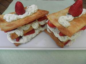 recette - Millefeuille aux fraises et mousse de kiwi