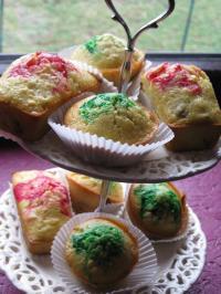 Mini-cakes colorés aux petits raisins