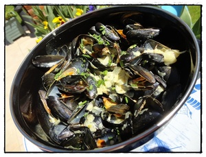 recette - Moules marinières à la crème et au boursin