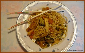 recette - Nouilles chinoises au poulet et aux légumes