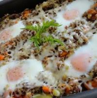 recette - Oeufs au nid sur lit de légumes secs gourmands