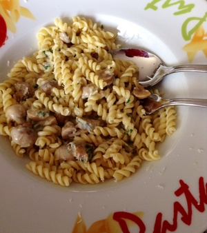 Pâtes au bleu D'Auvergne et champignons