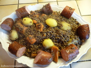 recette - Potée de lentilles aux saucisses fumées