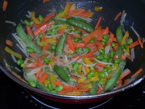 recette - Poulet et petits légumes au wok