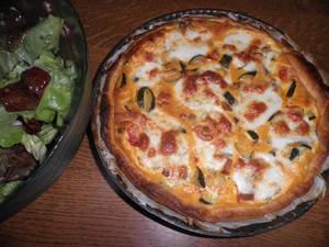 Quiche aux courgettes, tomates et lardons