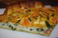 recette - Quiche saumon, chèvre et légumes verts