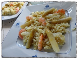 Risotto aux asperges fraîches et crevettes