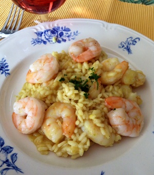 recette - Risotto au curry et scampis