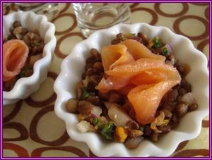 Salade de lentilles au saumon fumé et agrumes