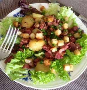 recette - Salade d'émincés de gésiers confits de volaille