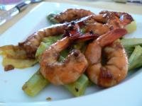 recette - Sauté de crevettes au gingembre et poireaux au citron confit