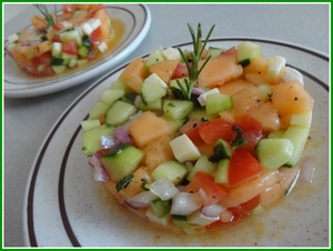 recette - Tartare de melon, concombre, tomate et comté