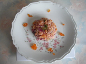 recette - Tartare de saumon fumé oignon rouge et aneth