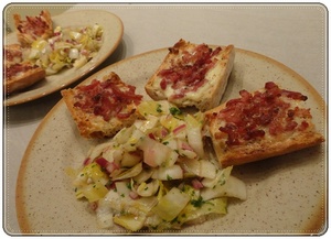 recette - Tartines au munster et lardons