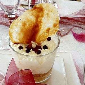 recette - Verrine poire-caramel et sa tuile de carambar