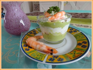 recette - Verrines avocat et crevettes au Philadelphia