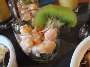 recette - Verrines de crevettes aux kiwis