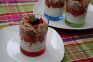 recette - Verrines de thon sur fromage aux herbes