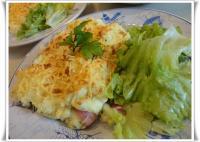 recette - Roulades gratinées de jambon et purée