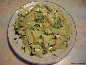 Salade aux pousses de bambou, avocat et pomme