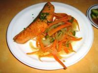 recette - Saumon et sa julienne de légumes, sauce amazu (japonais)