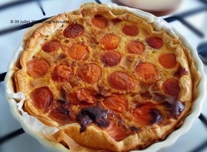 recette - Tarte aux abricots et au pralin