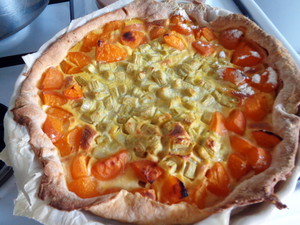 recette - Tarte rhubarbe et abricots