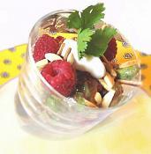 recette - Verrines d'avocat aux framboises et fruits secs