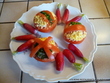 Paniers de tomates aux radis et oeufs durs