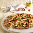 Pizza sans gluten aux courgettes, tomates et olives noires