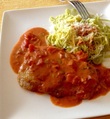 Escalope de veau, sauce tomates au gorgonzola